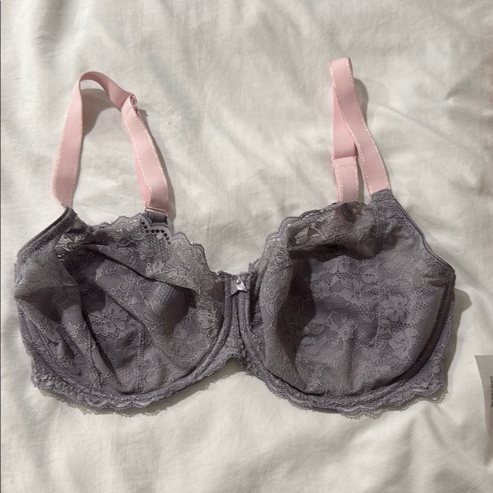Freya Gray and Pink Full-Coverage Bra with Underwire Support
